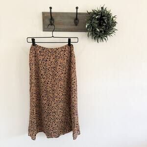 Reformation Brown Leopard Bea Midi Skirt 0
